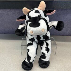 Mary Meyer Stuffed Black & White Cow w/ Spots Hand Puppet Plush Toy 12" Soft